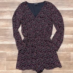 Express black romper long sleeve small S hook front lined